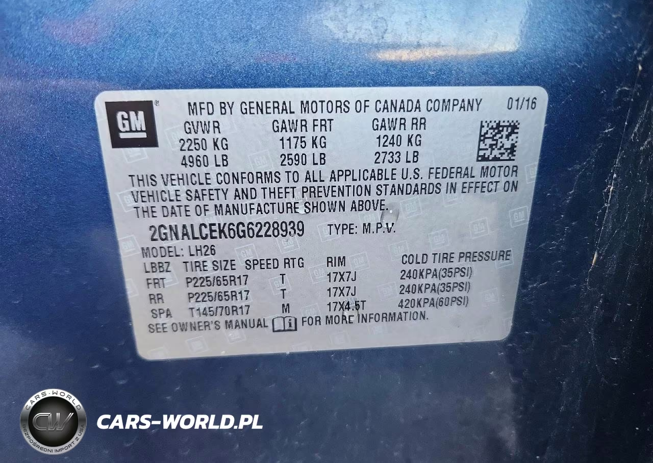 2016 Chevrolet Equinox Lt VIN:2GNALCEK6G6228939 - 13