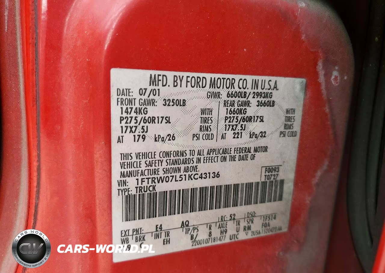 2001 Ford F150 Supercrew VIN:1FTRW07L51KC43136 - 12