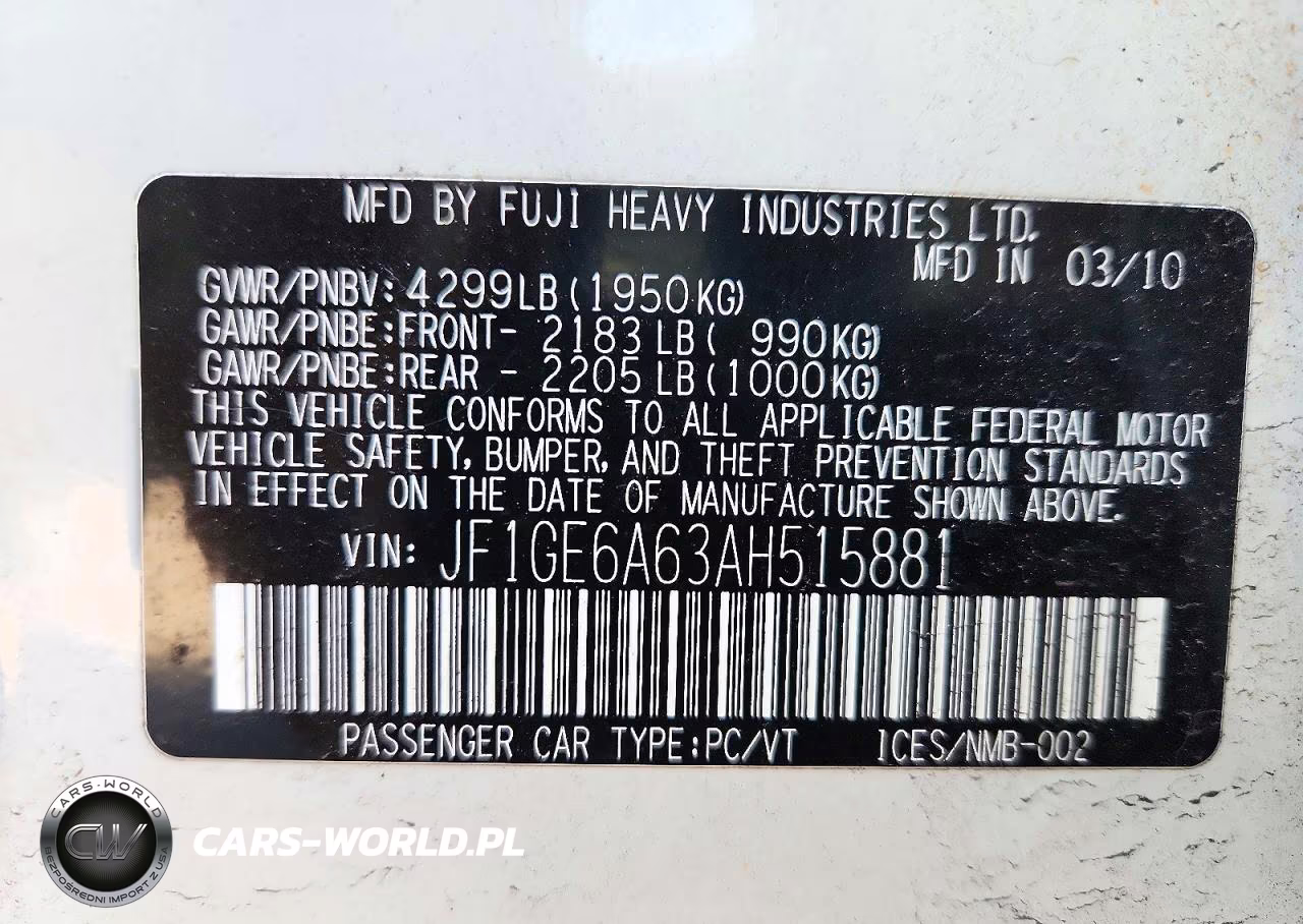2010 Subaru Impreza 2.5I VIN:JF1GE6A63AH515881 - 13