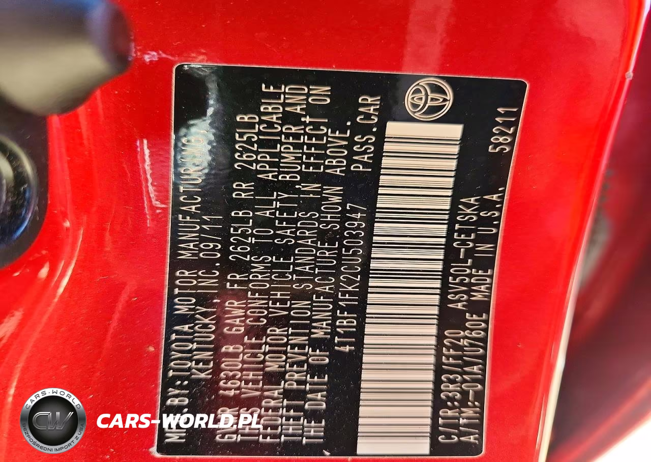 2012 Toyota Camry Se VIN:4T1BF1FK2CU503947 - 13