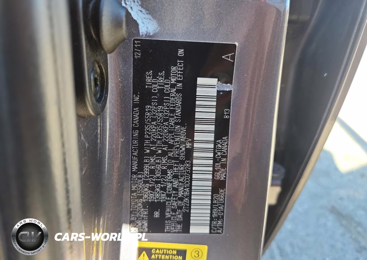 2012 Lexus Rx 350 VIN:2T2ZK1BA1CC073283 - 13