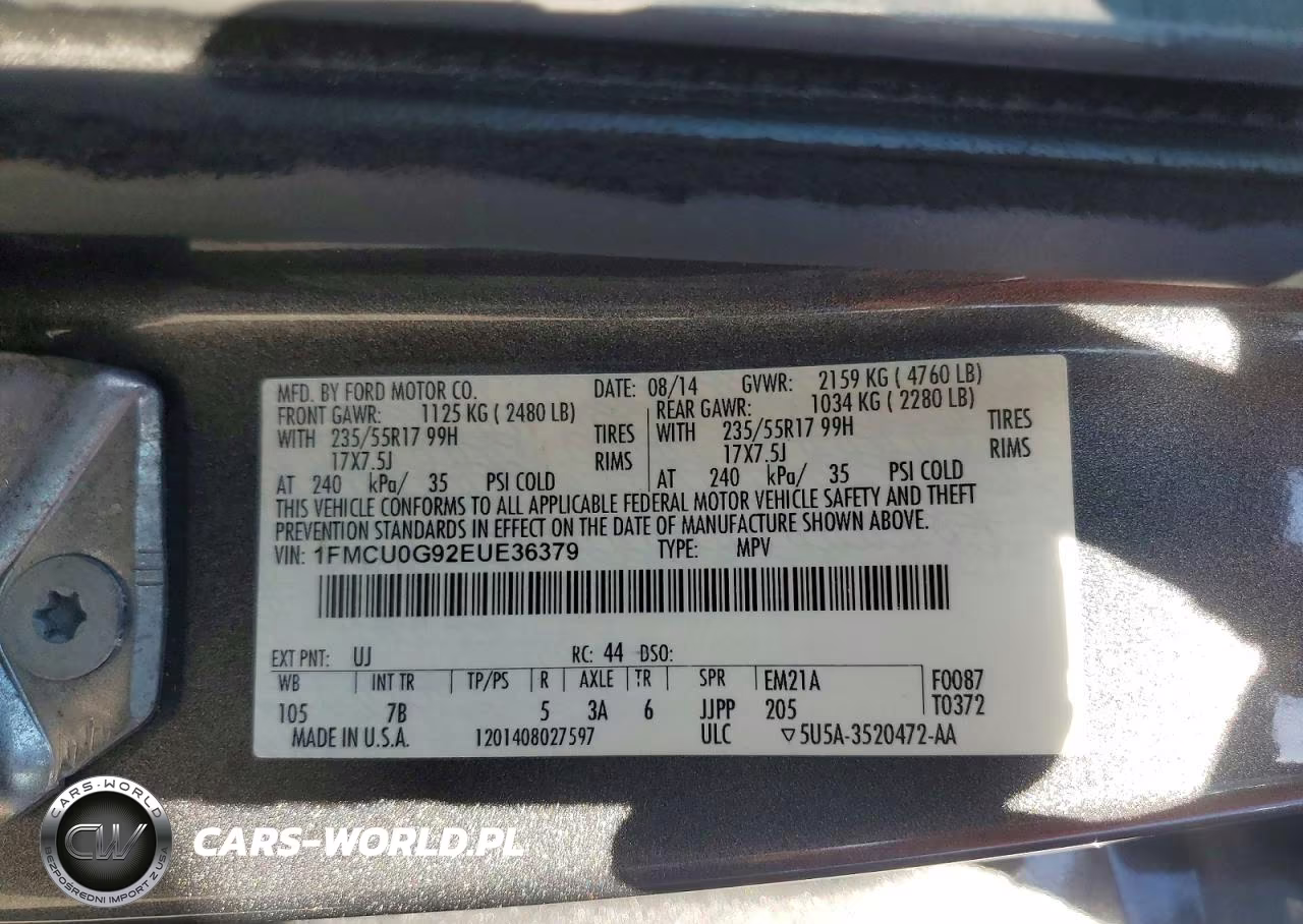 2014 Ford Escape Se VIN:1FMCU0G92EUE36379 - 13