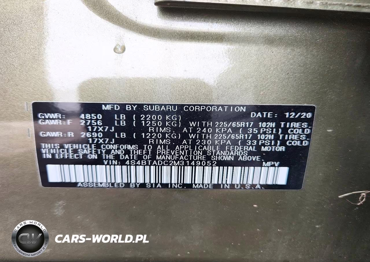 2021 Subaru Outback Premium VIN:4S4BTADC2M3149052 - 12