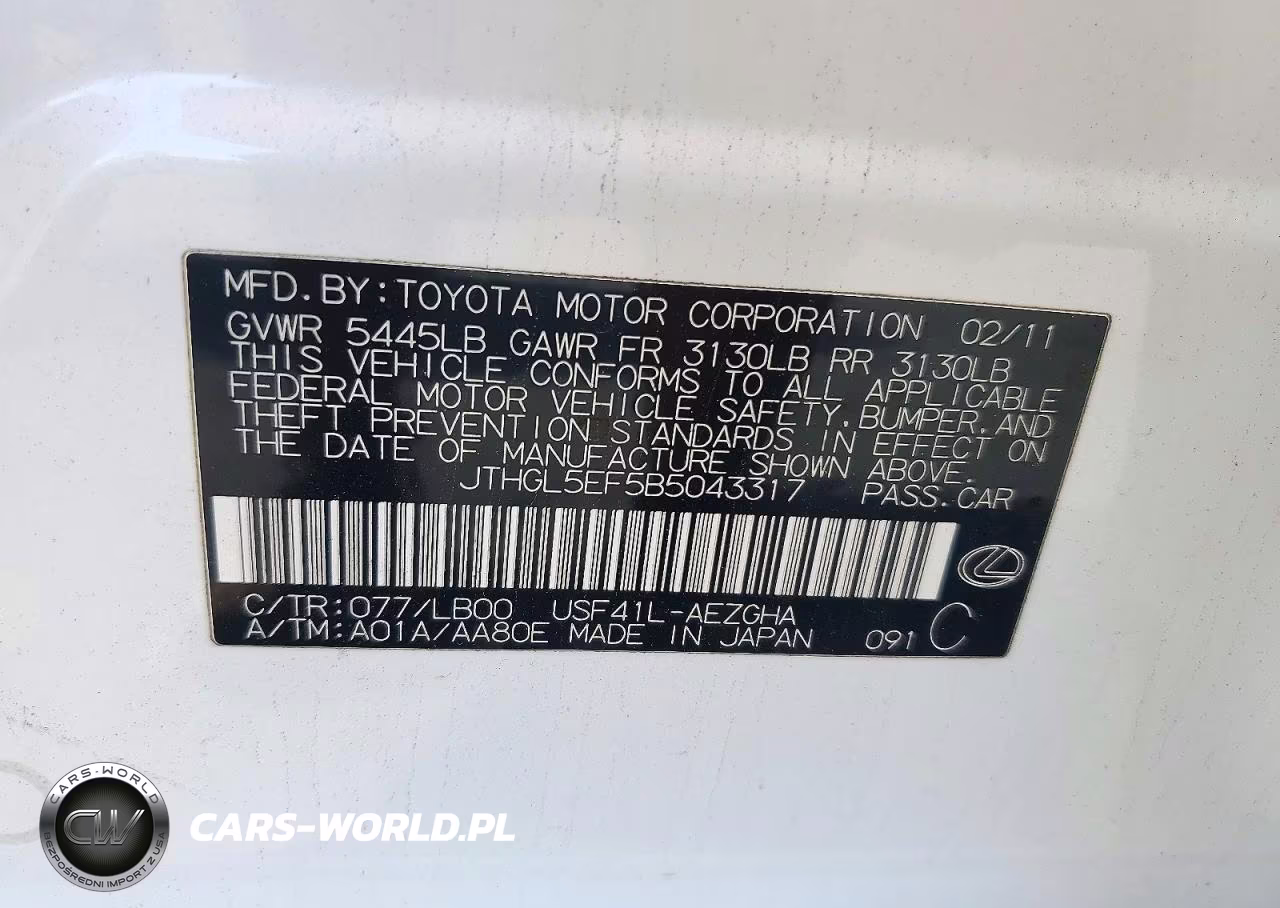 2011 Lexus Ls 460L VIN:JTHGL5EF5B5043317 - 12