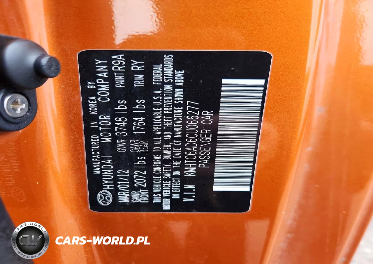 2012 Hyundai Veloster Base VIN:KMHTC6AD6CU066277 - 12