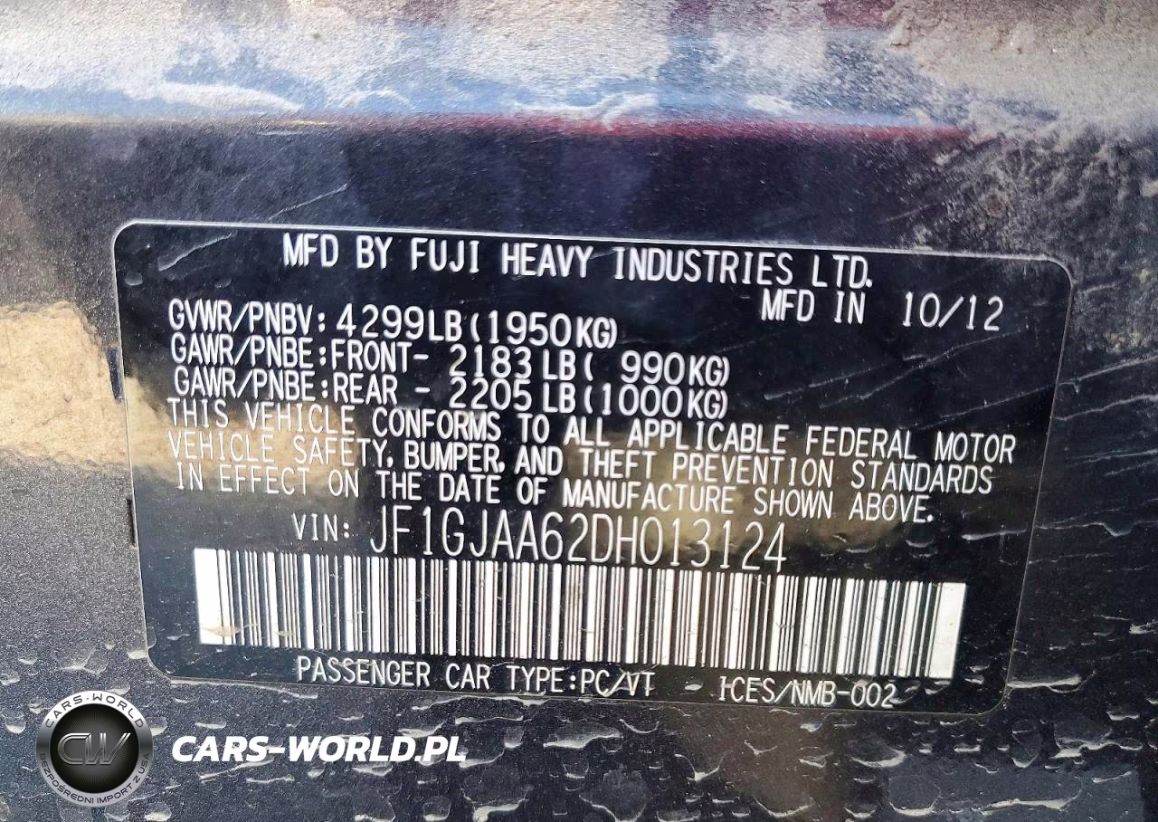 2013 Subaru Impreza VIN:JF1GJAA62DH013124 - 12