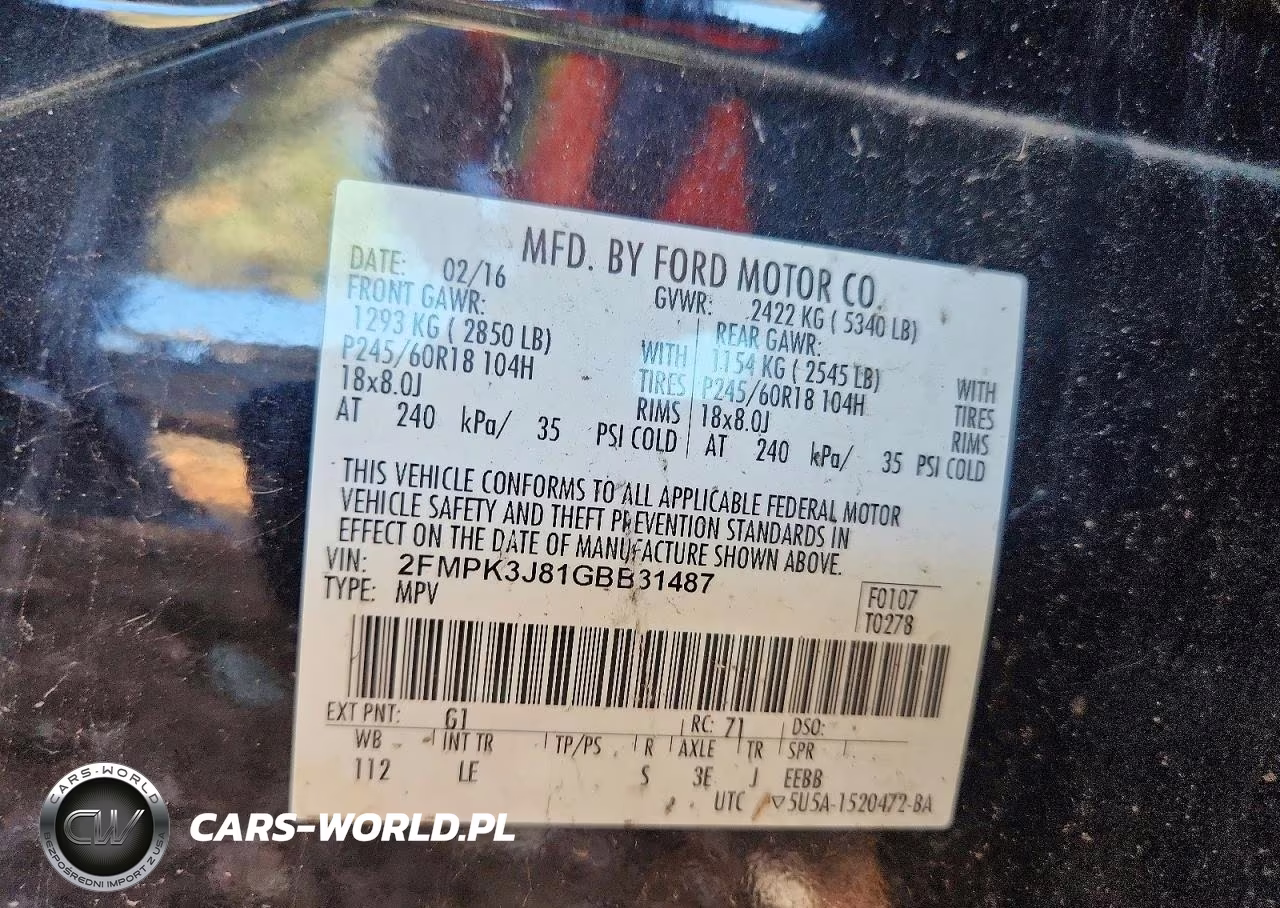 2016 Ford Edge Sel VIN:2FMPK3J81GBB31487 - 14