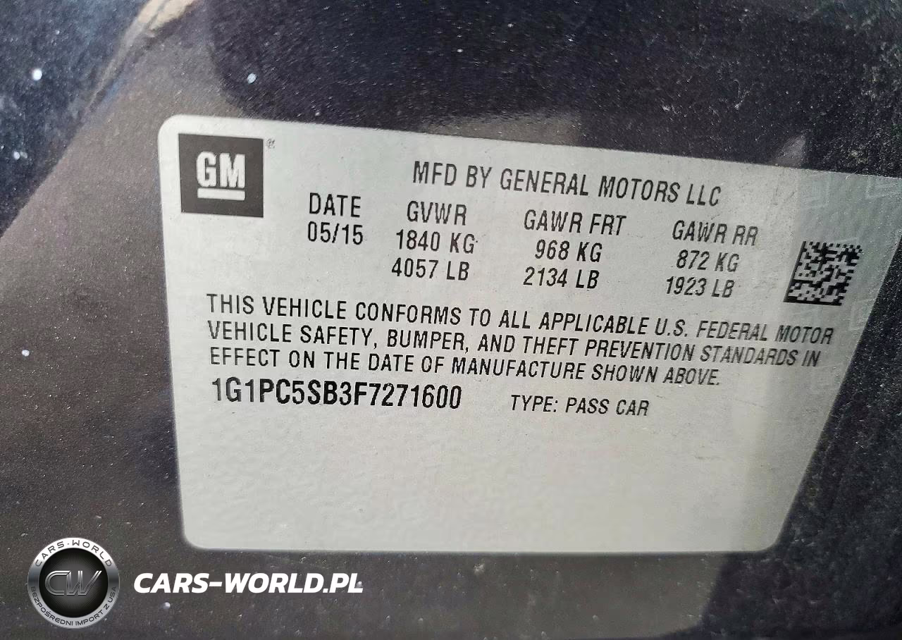 2015 Chevrolet Cruze Lt VIN:1G1PC5SB3F7271600 - 13