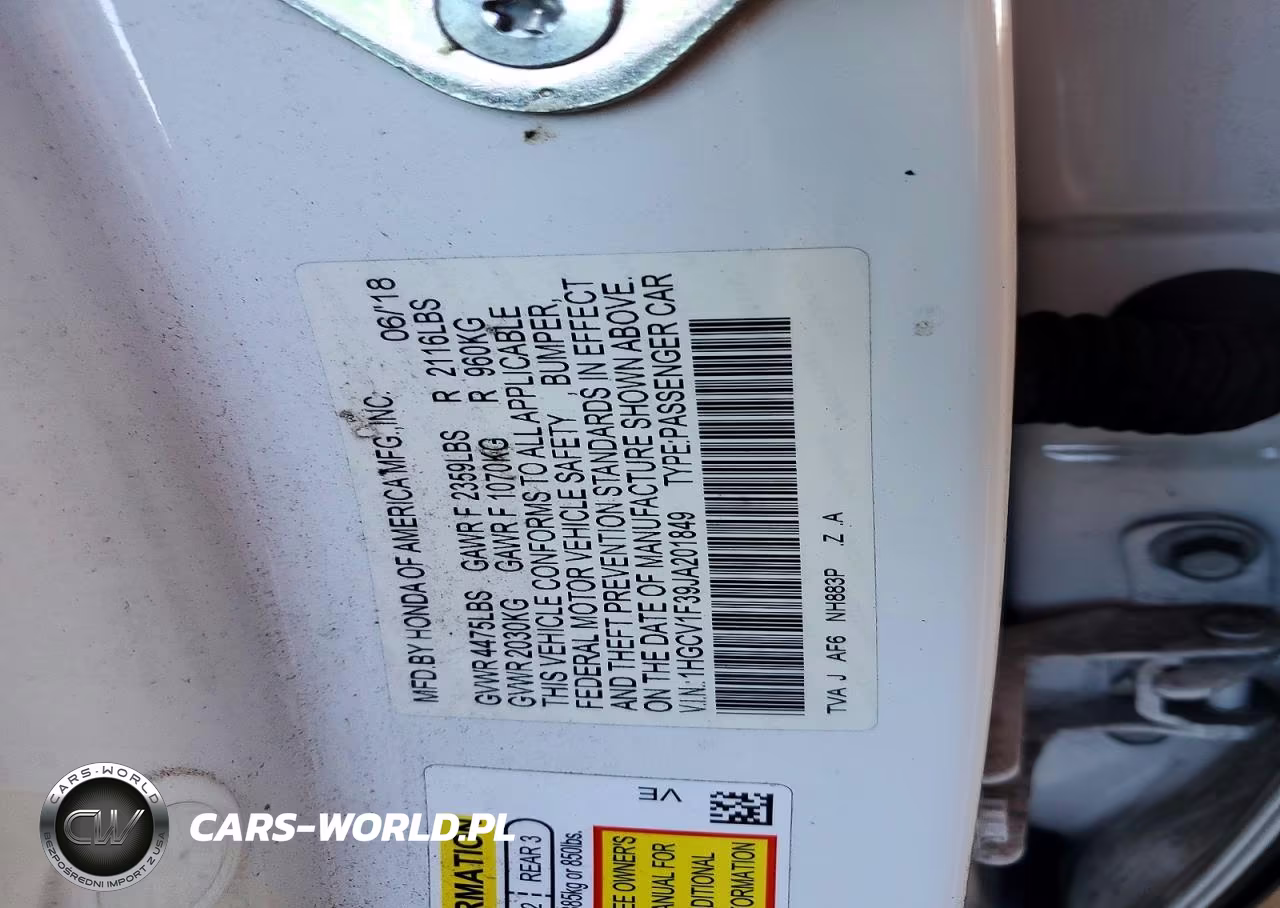 2018 Honda Accord Sport VIN:1HGCV1F39JA201849 - 12
