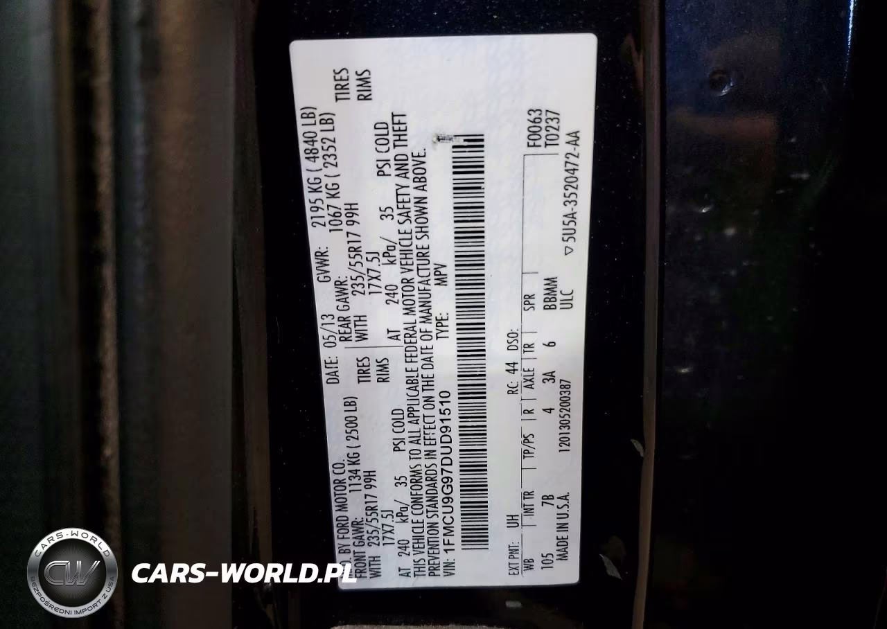 2013 Ford Escape Se VIN:1FMCU9G97DUD91510 - 13