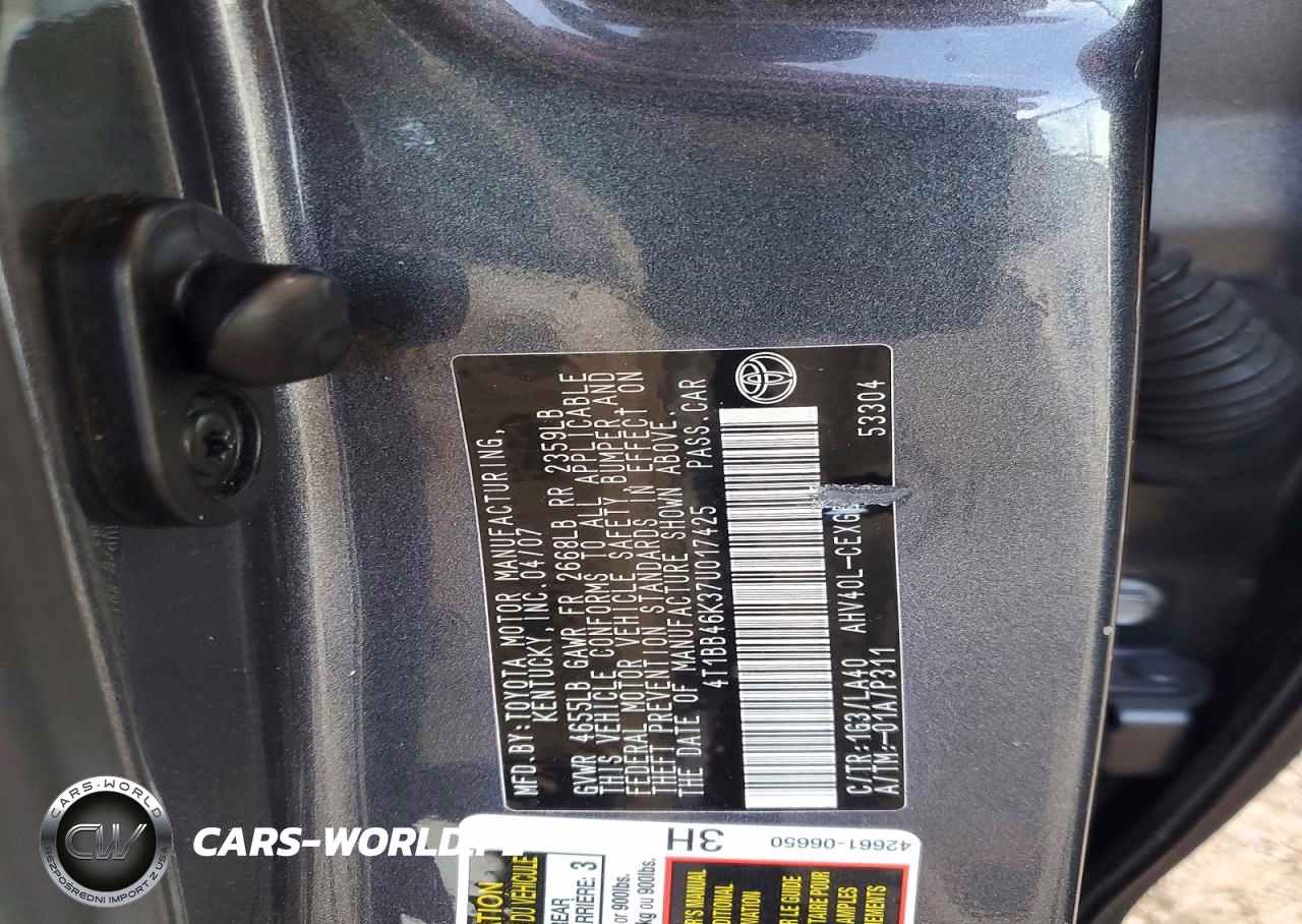 2007 Toyota Camry Hybrid VIN:4T1BB46K37U017425 - 12