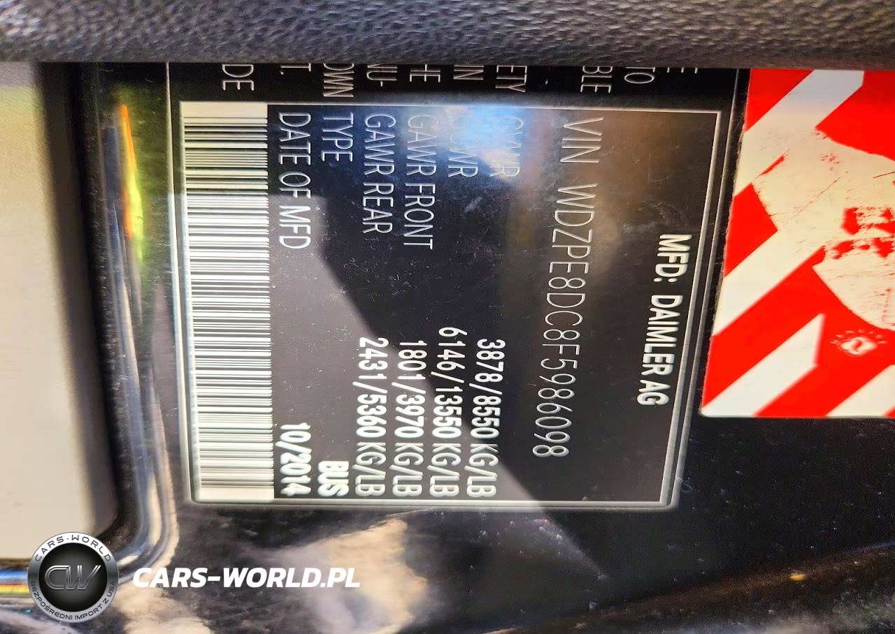 2015 Mercedes-Benz Sprinter 2500 VIN:WDZPE8DC8F5986098 - 13