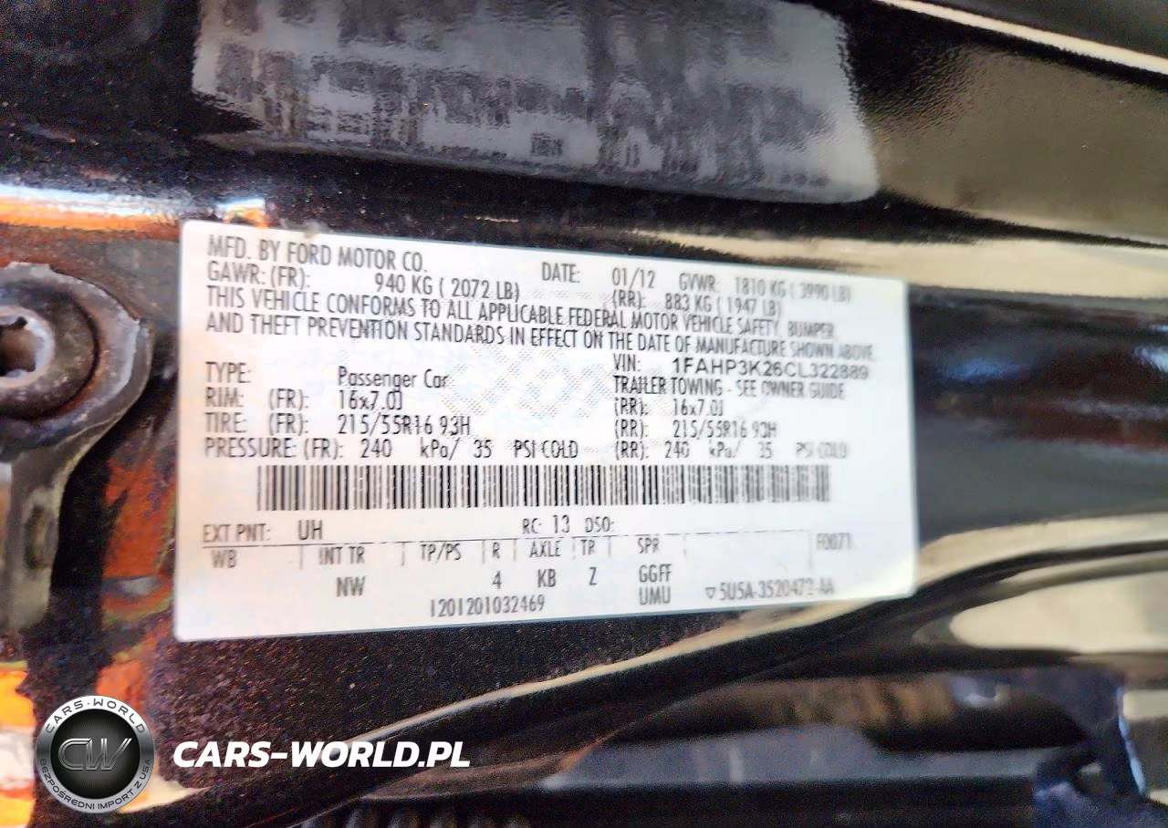 2012 Ford Focus Se VIN:1FAHP3K26CL322889 - 12