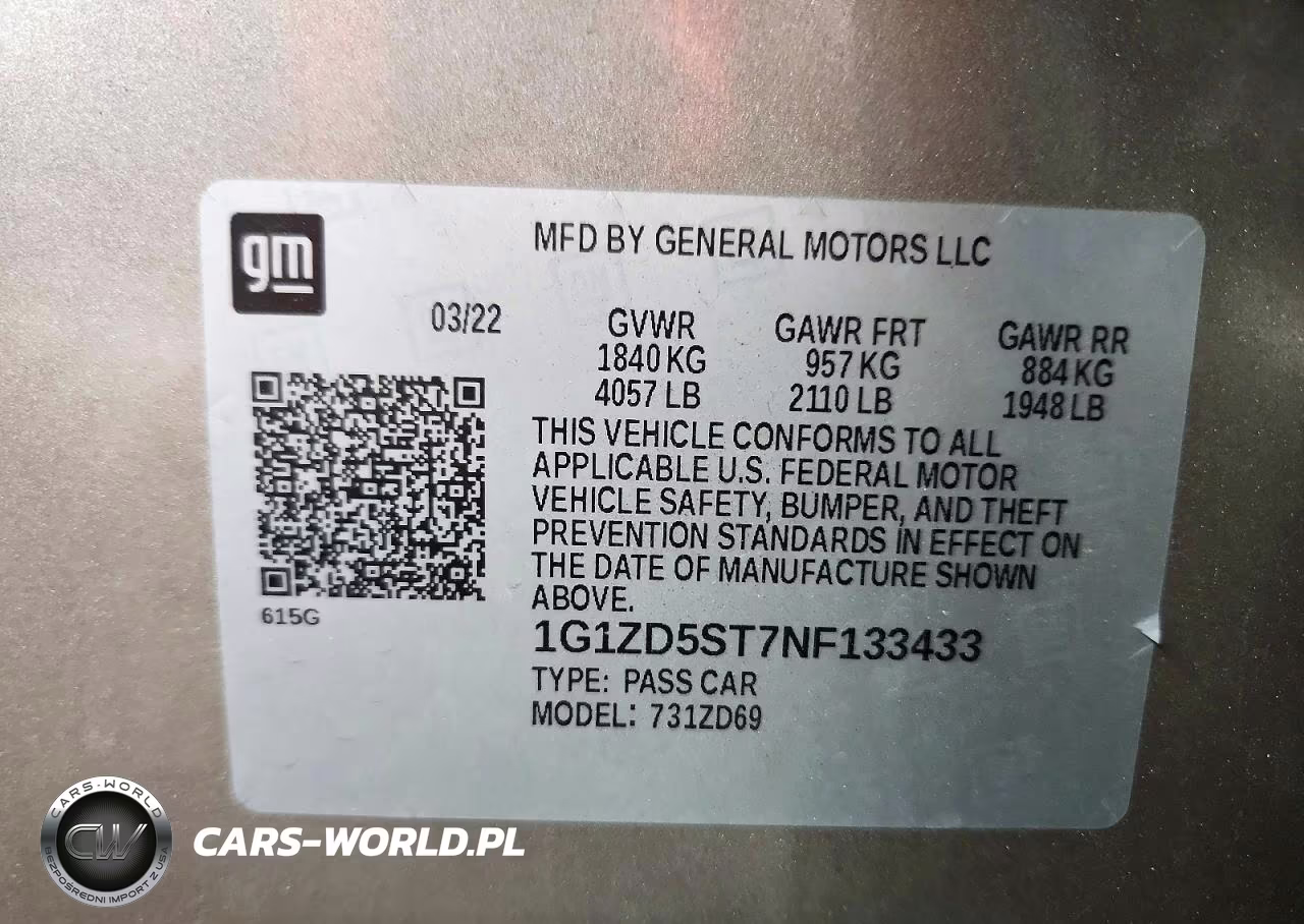 2022 Chevrolet Malibu Lt VIN:1G1ZD5ST7NF133433 - 12