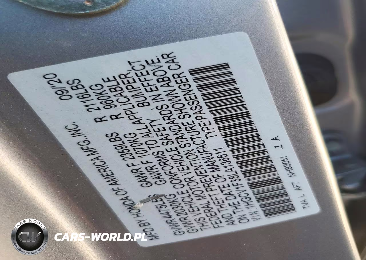 2020 Honda Accord Sport VIN:1HGCV1F38LA136611 - 12