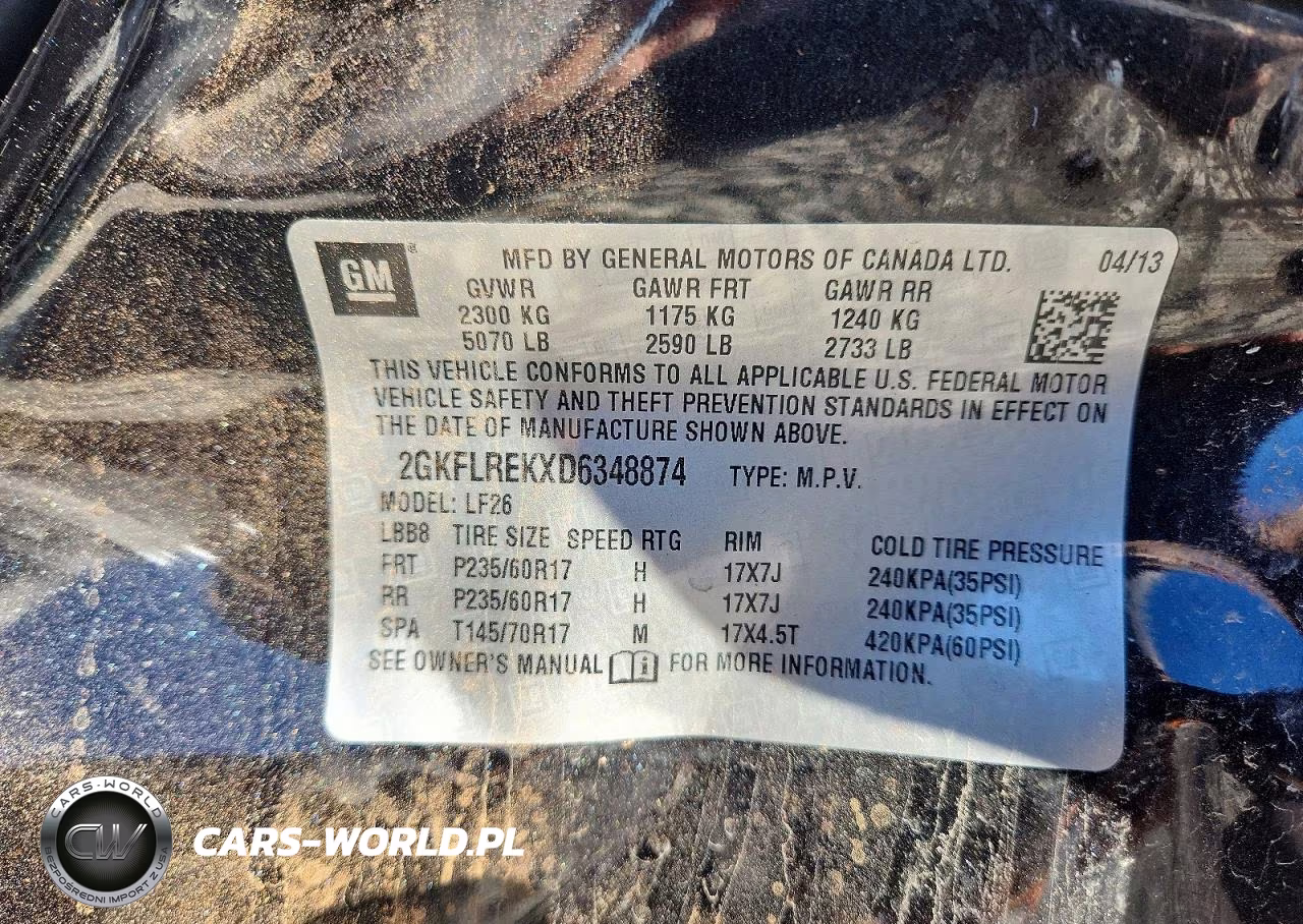 2013 GMC Terrain Sle VIN:2GKFLREKXD6348874 - 14