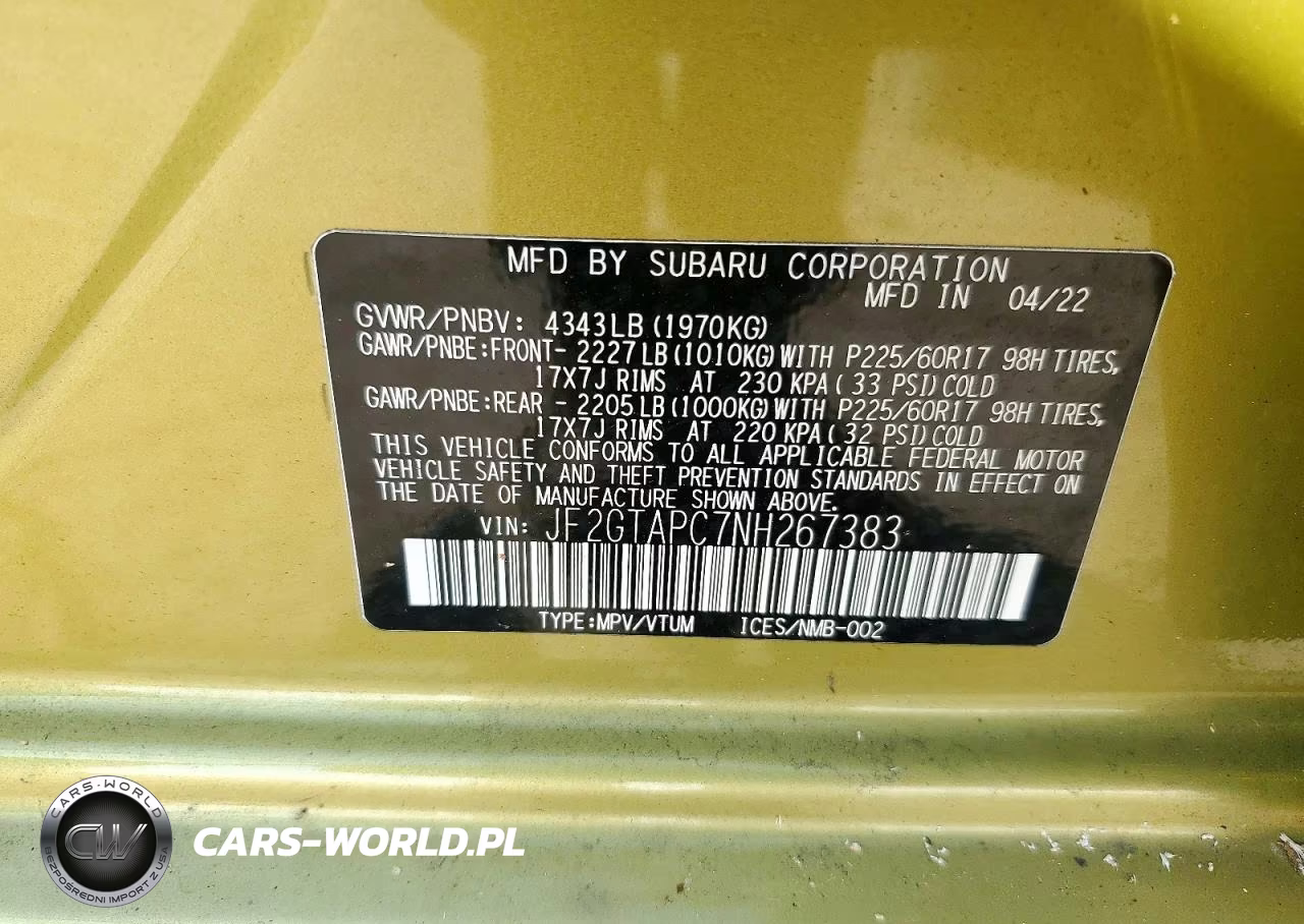 2022 Subaru Crosstrek Premium VIN:JF2GTAPC7NH267383 - 13