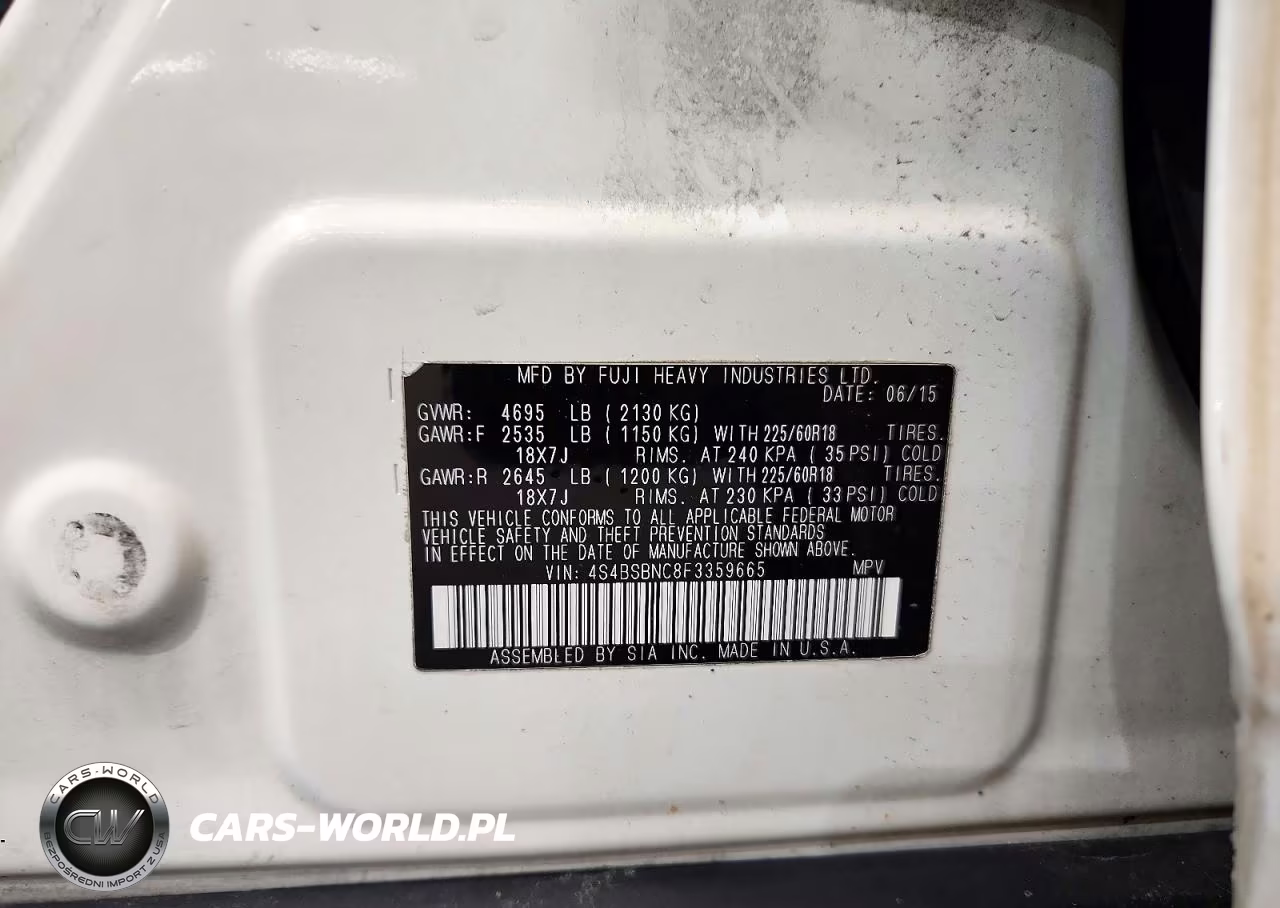 2015 Subaru Outback 2.5I Limited VIN:4S4BSBNC8F3359665 - 13