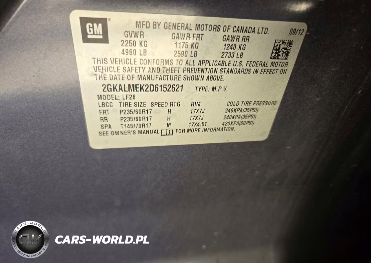 2013 GMC Terrain Sle VIN:2GKALMEK2D6152621 - 13