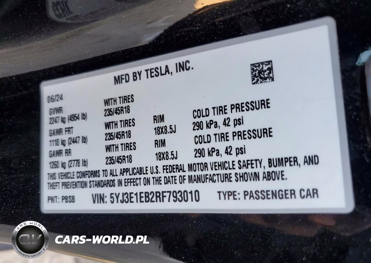2024 Tesla Model 3 VIN:5YJ3E1EB2RF793010 - 12