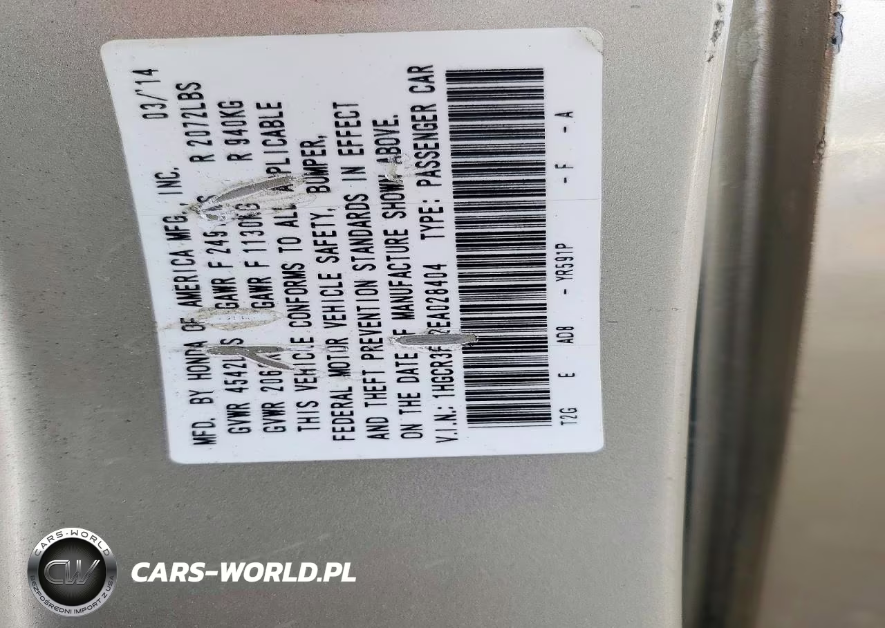 2014 Honda Accord Exl VIN:1HGCR3F82EA028404 - 12