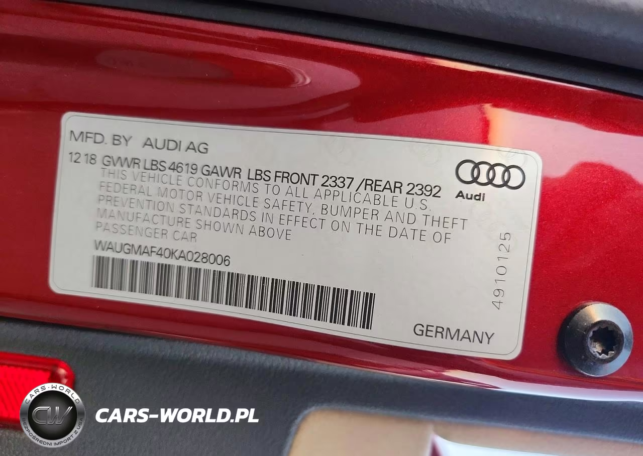 2019 Audi A4 VIN:WAUGMAF40KA028006 - 12