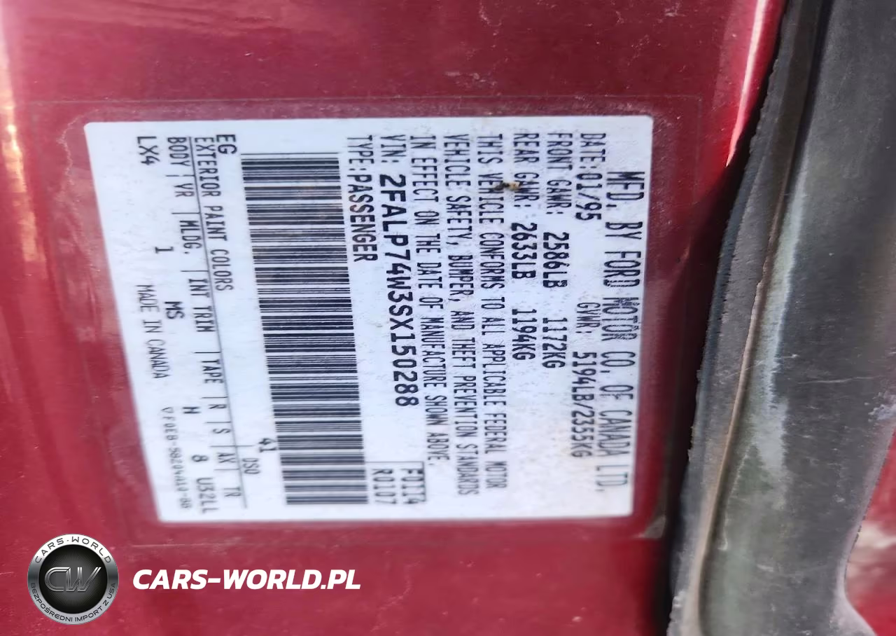 1995 Ford Crown Victoria Lx VIN:2FALP74W3SX150288 - 12