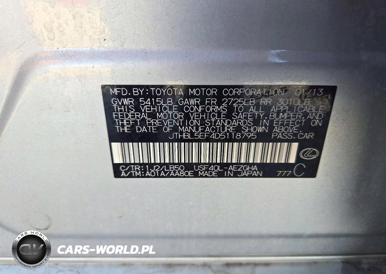 2013 Lexus Ls 460 VIN:JTHBL5EF4D5118795 - 12