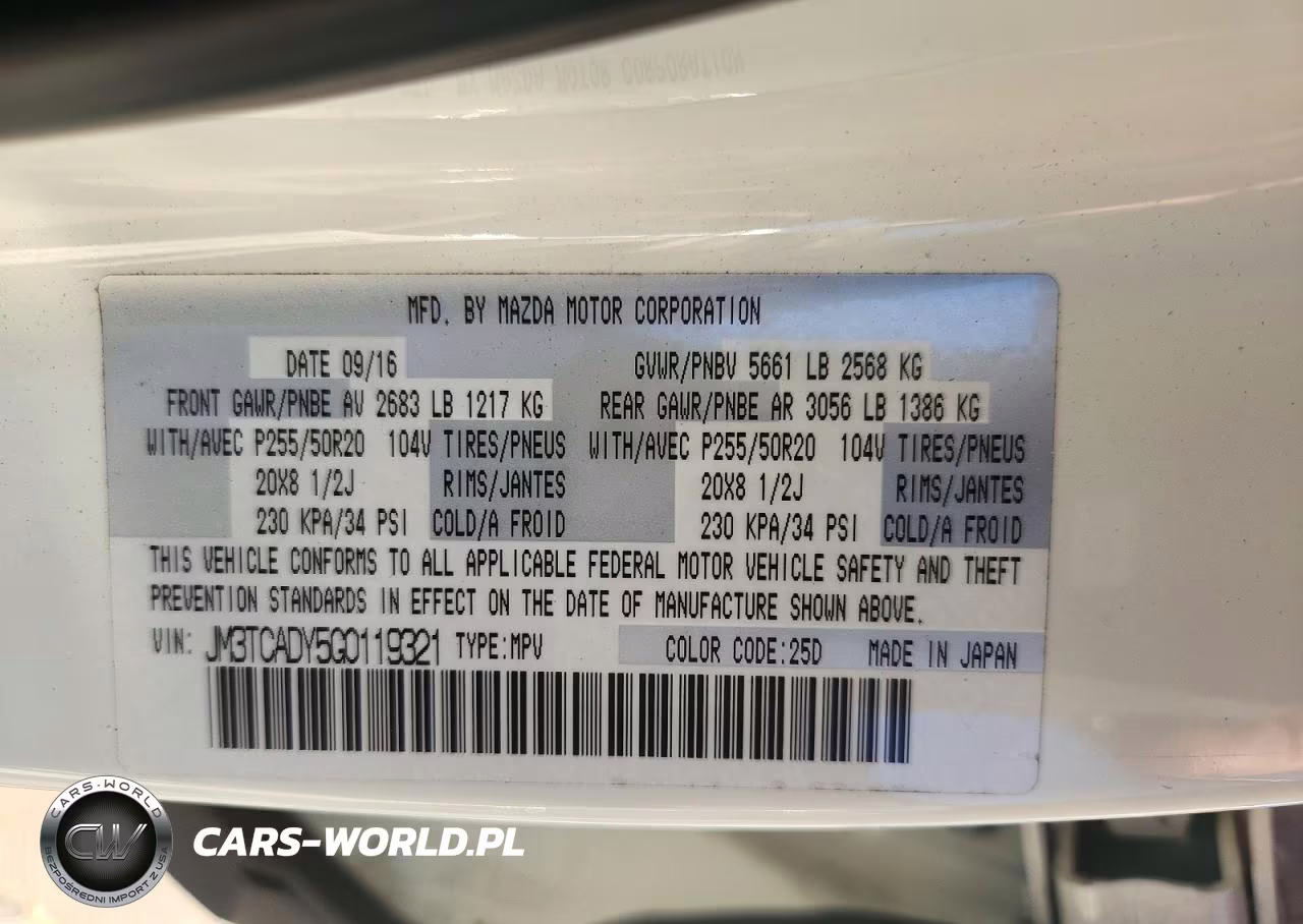 2016 Mazda Cx-9 Grand Touring VIN:JM3TCADY5G0119321 - 13