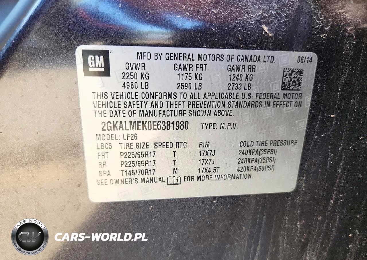 2014 GMC Terrain Sle VIN:2GKALMEK0E6381980 - 13
