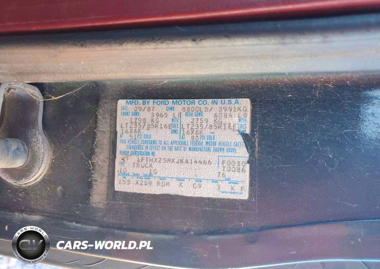 1988 Ford F250 VIN:1FTHX25MXJKA14466 - 12