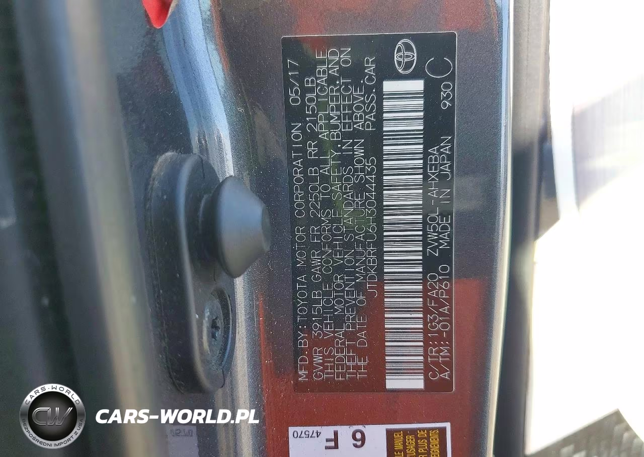 2017 Toyota Prius One VIN:JTDKBRFU6H3044435 - 12