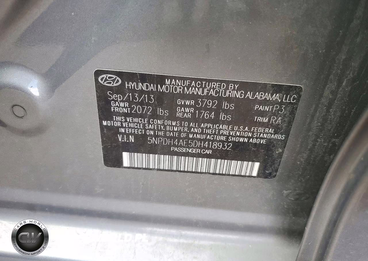 2013 Hyundai Elantra Gls VIN:5NPDH4AE5DH418932 - 12