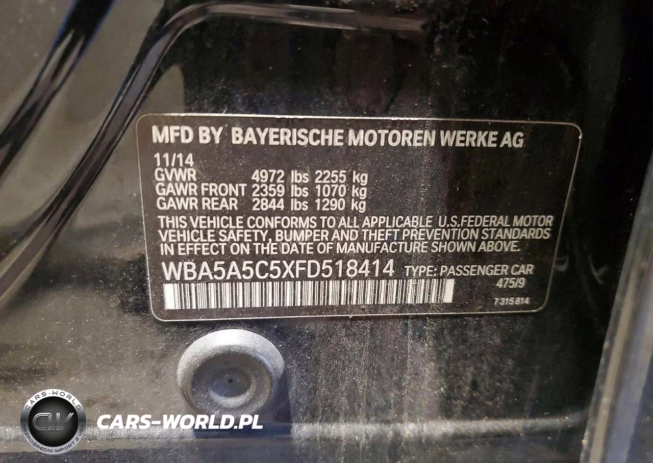 2015 BMW 528 I VIN:WBA5A5C5XFD518414 - 12
