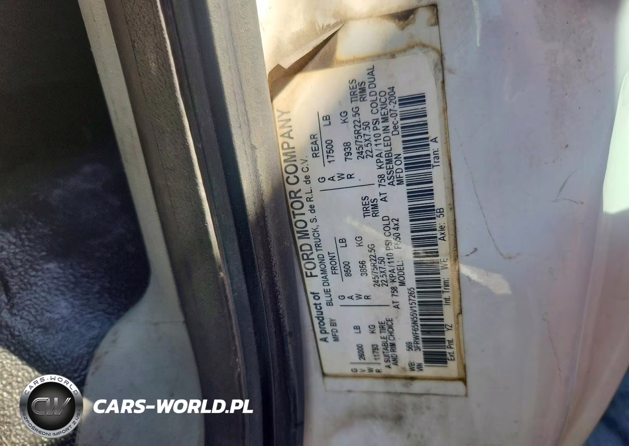 2005 Ford F650 Super Duty VIN:3FRWF65N55V157265 - 12