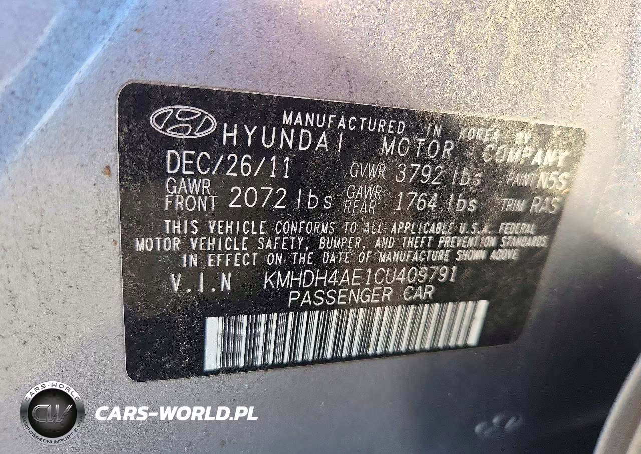 2012 Hyundai Elantra Gls VIN:KMHDH4AE1CU409791 - 12