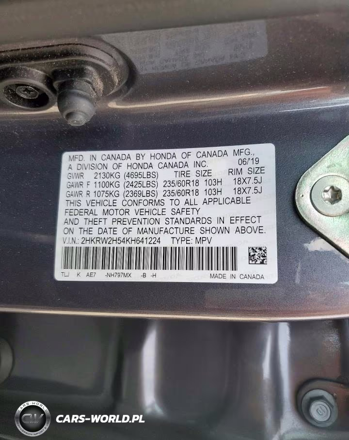 2019 Honda Cr-V Ex VIN:2HKRW2H54KH641224 - 13