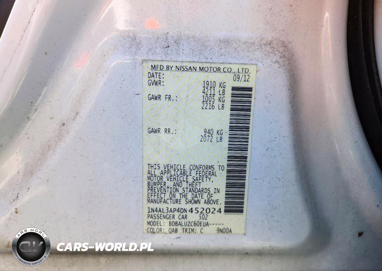 2013 Nissan Altima 2.5 VIN:1N4AL3AP4DN452024 - 12