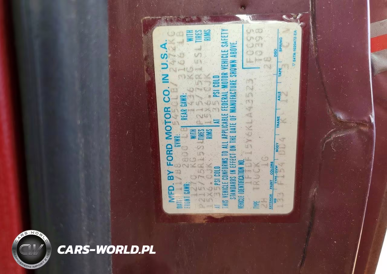 1989 Ford F150 VIN:1FTDF15Y6KLA43523 - 12