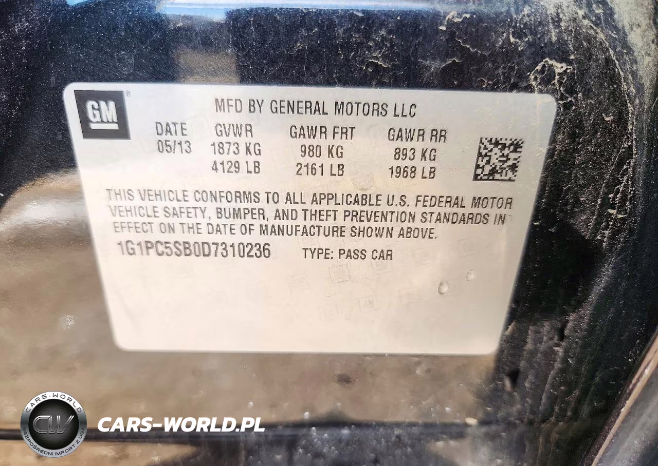 2013 Chevrolet Cruze Lt VIN:1G1PC5SB0D7310236 - 12