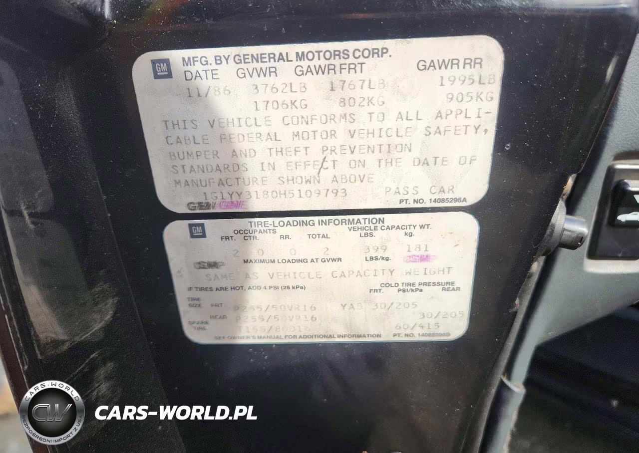 1987 Chevrolet Corvette VIN:1G1YY3180H5109793 - 12