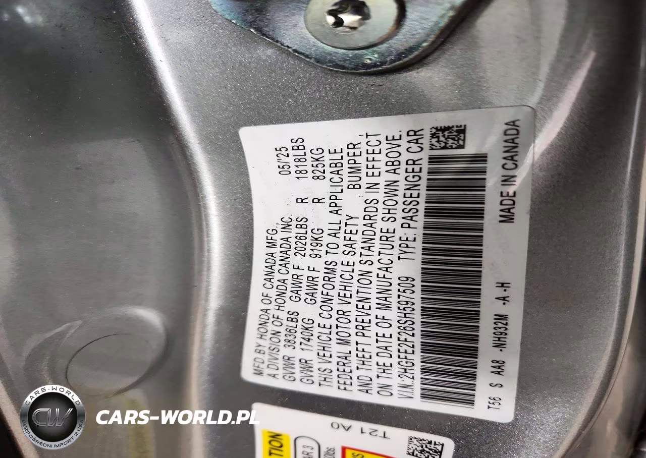 2025 Honda Civic Lx VIN:2HGFE2F26SH597509 - 12