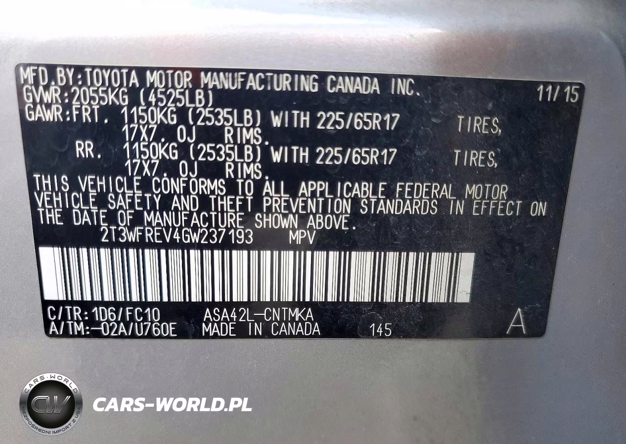 2016 Toyota Rav4 Xle VIN:2T3WFREV4GW237193 - 13