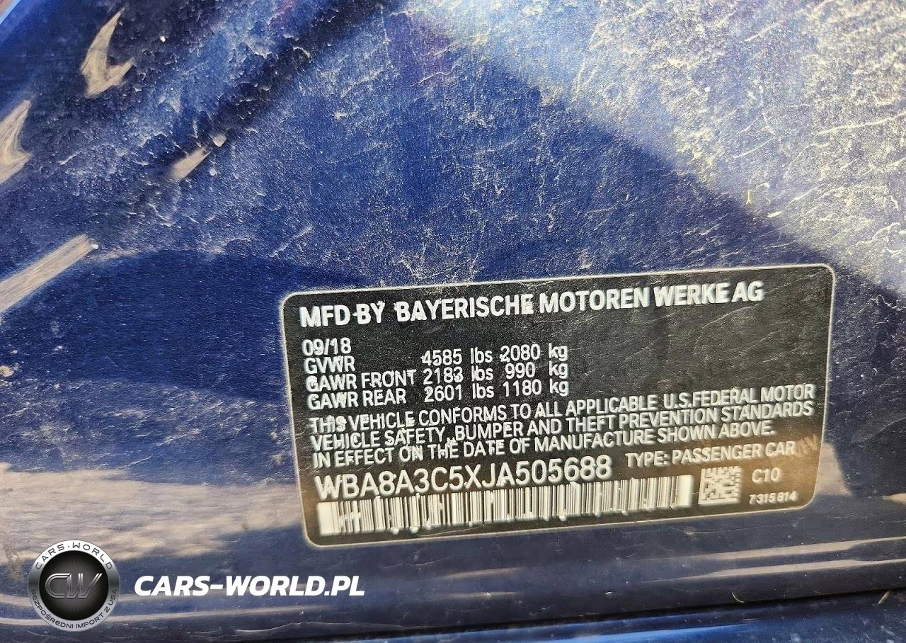 2018 BMW 320 Xi VIN:WBA8A3C5XJA505688 - 12