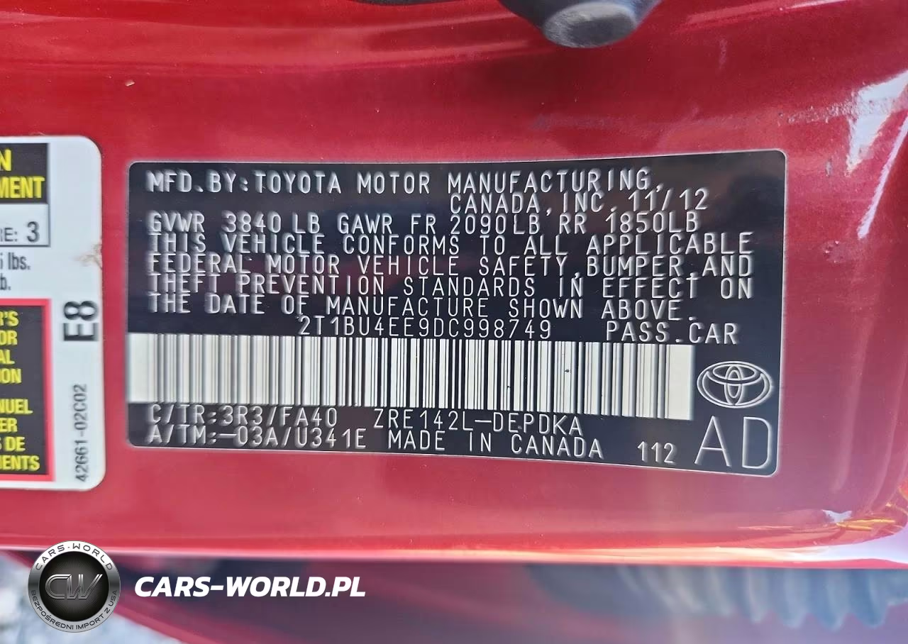 2013 Toyota Corolla L VIN:2T1BU4EE9DC998749 - 12