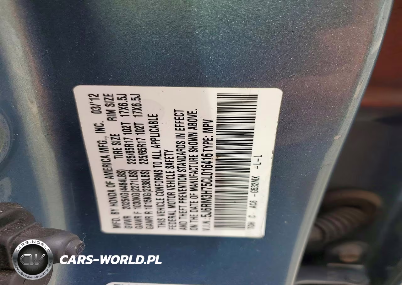 2012 Honda Cr-V Exl VIN:5J6RM3H75CL016416 - 13