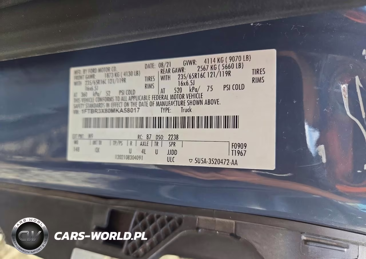2021 Ford Transit 250 Delivery Van VIN:1FTBR3X80MKA58017 - 12