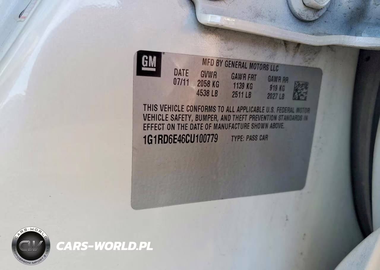 2012 Chev Volt VIN:1G1RD6E46CU100779 - 12