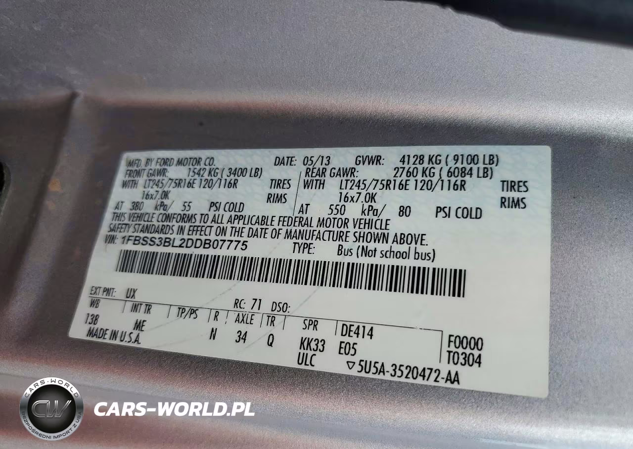 2013 Ford Econoline E350 Super Duty Wagon VIN:1FBSS3BL2DDB07775 - 13