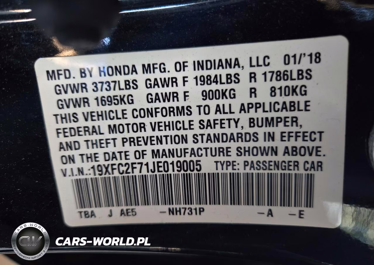 2018 Honda Civic Ex VIN:19XFC2F71JE019005 - 13